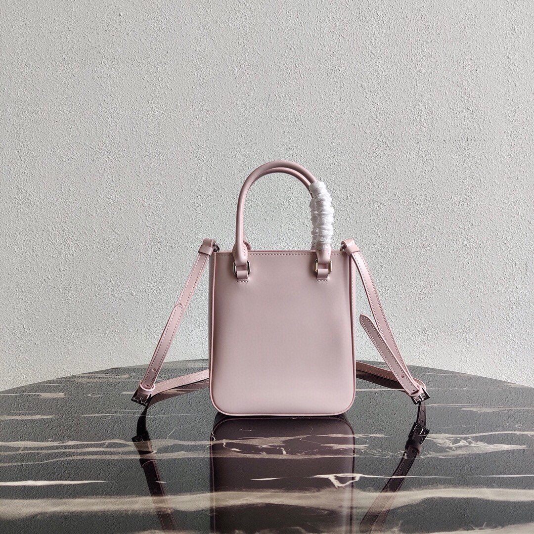 Prada Mini Leather Bucket Bag Shoulder Bag Alabaster Pink 1BA331